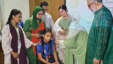 Cervical and breast cancer vaccinations for teenage girls in Vidya Niketan School